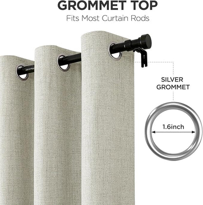 Joydeco Light Beige Blackout Curtains 120 Inches Long, Extra Long Curtains 120 Inch Length 1 Panel for Bedroom, Thermal Insulated Linen Black Out Curtains with Grommets(100x120, Light Beige)