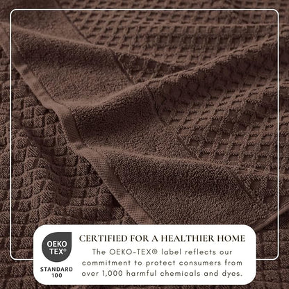 Great Bay Home Bath Towels - 100% Cotton 6 Piece Towel Set - Diamond Waffle Weave - Absorbent, Durable, Quick-Dry Towels for Bathroom (Chocolate)