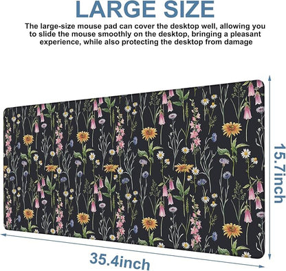 Large Mouse Pad Field Flowers Gaming Desk Pad Computer Keyboard Non-Slip