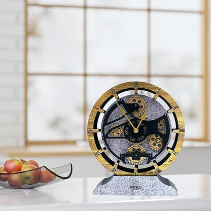 Desk Clock 10 inches with Real Moving Gears Convertible into Wall Clock