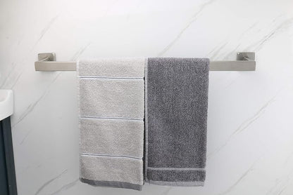 TocTen Bath Towel Rack - Square Base Thicken SUS304 Stainless Steel Towel Bar for Bathroom, Bathroom Accessories Towel Rod Heavy Duty Wall Mounted Towel Holder. (Brushed Nickel, 24)