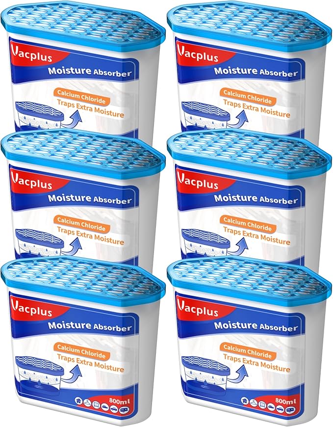 Vacplus Moisture Absorbers 6 pack, 16.0 Oz Portable Humidity Absorber Boxes