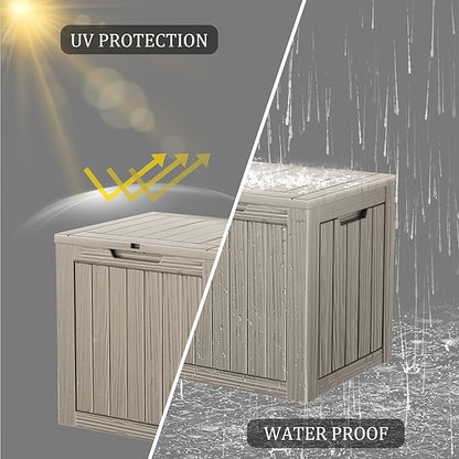 30 Gallon Waterproof Deck Boxes for Outdoor - Compact Resin Patio Storage Boxes, Pool Storage Bin with Lock for Cushions & Tools, UV-Resistant, Slate Grey