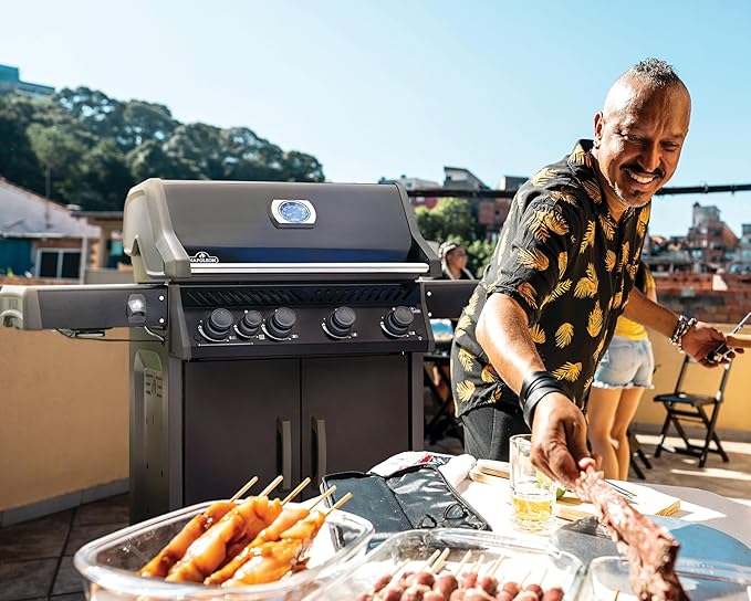 Napoleon Rogue 525 Natural Gas Grill, Black, Stainless Steel Grids, Durable 4-Burner BBQ