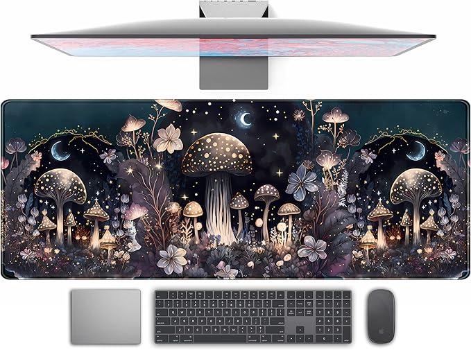 Cute Dark Mushroom Moon Night Mouse Pad XL Extended Gaming Mat