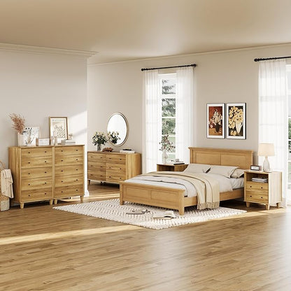 10 Drawer Dresser for Bedroom, 2 in 1 Tall Modern Chest of Drawers, Beveled Profile Design, Wood Drawer Organizer for Bedroom, Living Room, Hallway and Entryway,Oak