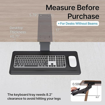 Keyboard Tray Under Desk with Storage Drawer, Height Adjustable Keyboard Tray