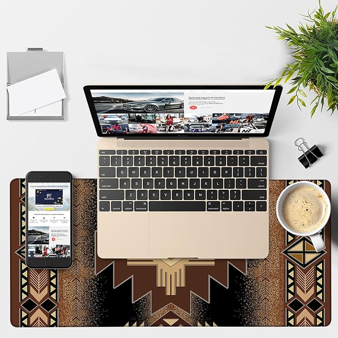 Large Mouse Pad Aztec Pattern Gaming Desk Pad Computer Keyboard Non-Slip