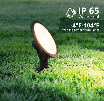 GKOLED 4-Pack Low Voltage LED Landscape Flood Light, 9-15V AC/DC Outdoor Wall Wash Lighting, 5W 450LM Waterproof Landscape Spotlight with Slot Spike, 3000K, Adjustable Knuckle Mount, Die-cast Aluminum