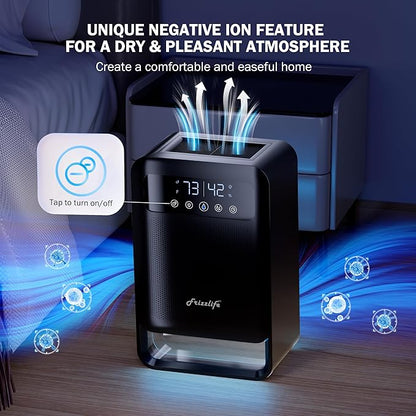 Frizzlife Air Dehumidifier, 135oz Water Tank W/Purifying Function, Quiet Small