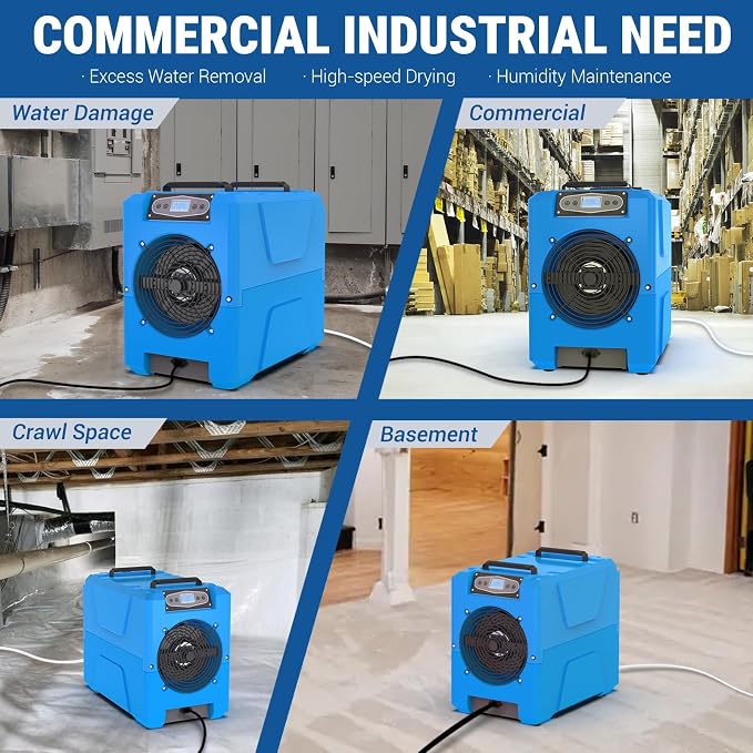 MOUNTO Commercial Dehumidifier, 150 Pint High-Capacity, Includes Pump Drain Hose