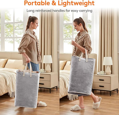 Lifewit 3 Pack Laundry Hamper Large Collapsible Laundry Baskets, Freestanding Waterproof Clothes Hamper with Easy Carry Handles in Laundry Room Bedroom Bathroom College Dorm for Adults, Black, 3 x 80L