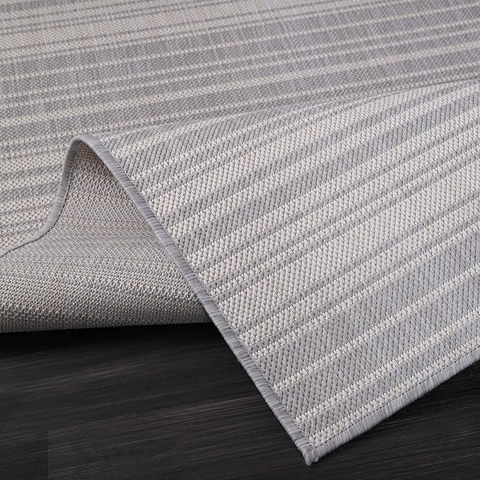 Stripe Outdoor Rug 10x14 Washable Outside Carpet for Indoor Patio Porch Waterproof Easy Cleaning Non Shedding Area Rugs Gray 10 x 14