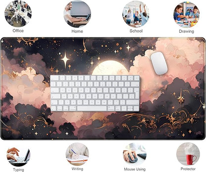 Pink Black Clouds Desk Mat XXL Large Extended Gaming Mouse Pad Celestial