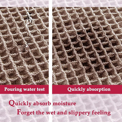 ZALL Tan Waffle Bath Mat,Super Absorbent Non Slip Bathroom Rug,Brown 24x36inch,Machine Washable Ultra Soft Floor Mats
