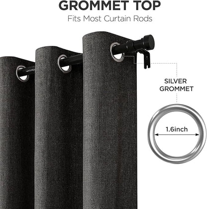 Joydeco Blackout Curtains 72 Inches Long 2 Panels Burg, Room Darkening Curtains for Bedroom, 100% Black Out Textured Thermal Drapes Privacy Protection 2 Panels Set(W52 x L72 Inch, Charcoal Grey)