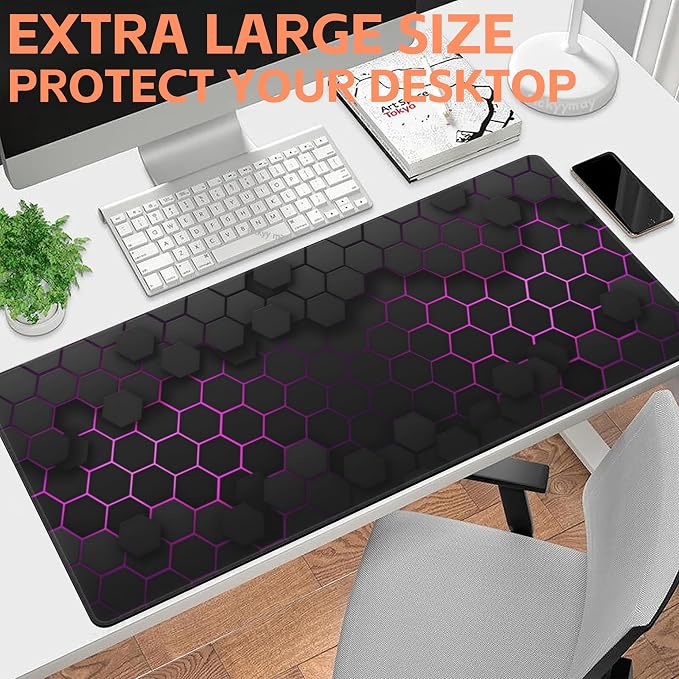 Mouse Pad Large Electric Glow Hexagonal Non-Slip Gaming Desk Mat