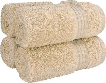 Cotton Paradise 100% Cotton Turkish Towel Set, Soft Absorbent Quick Dry, 4 Piece Washcloth Set, Beige