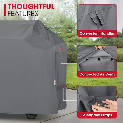 Unicook Grill Cover 75 Inch, Outdoor Heavy Duty Waterproof Large BBQ Cover, Compatible with Weber, Char-Broil, Nexgrill and More Grills, All Weather Protection, Grey