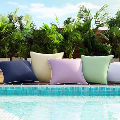 Phantoscope Pack of 2 Outdoor Waterproof Throw Pillow Covers Decorative Square Cushion Case Patio Pillows for Couch Tent Sunbrella, Lavender Purple 18x18 inches
