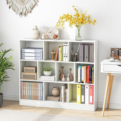 Giantex 10 Cube Bookcase, 4-Tier Freestanding Bookshelf w/ 10 Open Compartments, 2 Anti-Tipping Kits, Modern Display Cabinet, 41" Wood Cubby Storage Organizer for Living Room, Bedroom, White