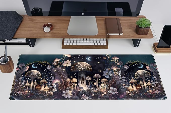 Cute Dark Mushroom Moon Night Mouse Pad XL Extended Gaming Mat