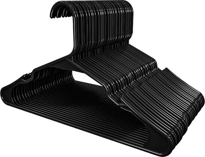 Utopia Home Plastic Hangers 20 Pack - Perfect Space Saving Clothes Hanger - Durable and Strong - Perfect Closet Organizers with Shoulder Grooves (Black)