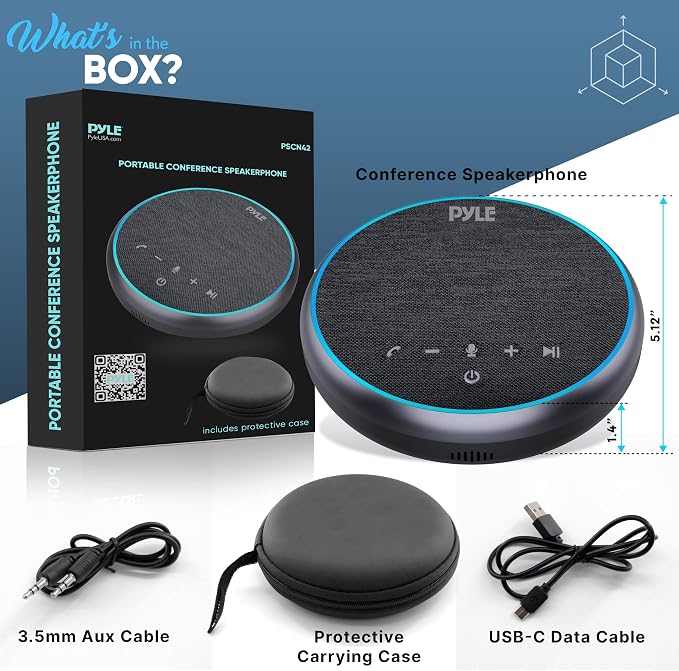 Pyle Portable Conference Speakerphone, 10m Omnidirectional Microphone Coverage
