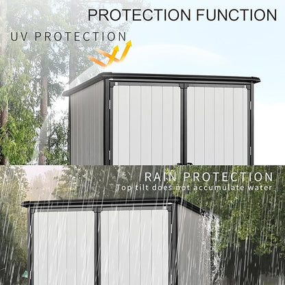 5x3 FT Resin Outdoor Storage Shed with Floor, Resin Cabinet with Lockable Doors, Waterproof Plastic Bike Tool Shed Easy to Install for Patio Furniture, Bikes, White
