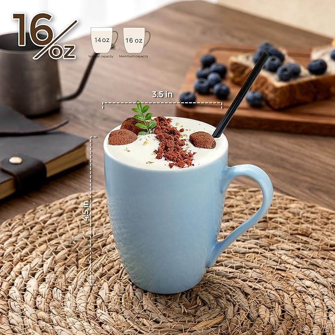GBHOME 16oz Coffee Mugs Set of 6, Large Ceramic Coffee Mugs for Man, Woman, Dad, Mom, Modern Coffee Mugs Set with handle for Tea/Latte/Cappuccino/Milk/Cocoa. Dishwasher&Microwave Safe,MultiColor