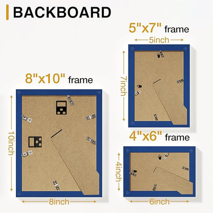 Vittanly 10 Pack Picture Frames Collage Wall Decor, Gallery Frame Set for Wall Mounting or Tabletop Display, Multi Sizes Including 2pcs 8x10, 4pcs 5x7, 4pcs 4x6, Blue
