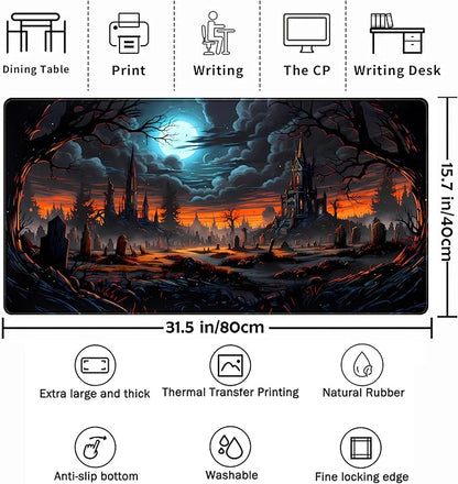 Dark Fantasy Castle Desk Pad Extended Gaming Mouse Pad, XXL Large Computer