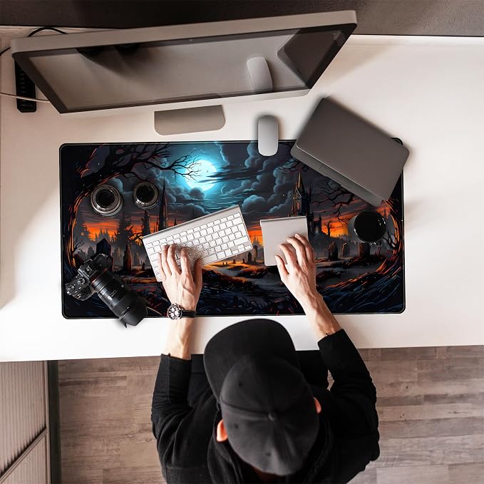 Dark Fantasy Castle Desk Pad Extended Gaming Mouse Pad, XXL Large Computer