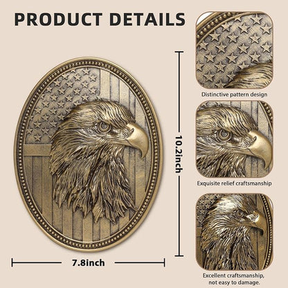 Vintage American Eagle Wall Sculpture, Antique Wall Decor, 4th of July Decor, Hand Painted Wall Decoration with Embossed Eagle Design, 250 Anniversary USA Decor, Patriotic Decoration for Bedroom Living Room Hallway, Housewarming Gifts