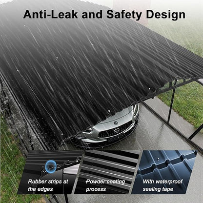 20x20FT Heavy Duty Metal Carport - Reinforced Galvanized Carport Canopy for All-Weather Shelter, Enhanced Wind Resistance for Boats, Cars, Trucks, and Tractors