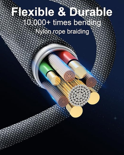 ZBF 100W USB C Magnetic Charging Cable, 2 in 1 Charger Cable