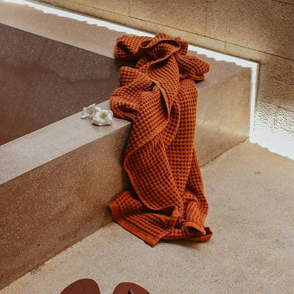 sea me at home Waffle Bath Sheet Set, 100% Turkish Cotton, Includes 1 Bath Sheet, 1 Hand Towel, 2 Face Towels
