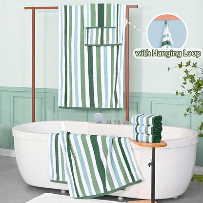Waffle Hand Towels for Bathroom, Hand Towel Set of 4, Striped Bathroom Hand