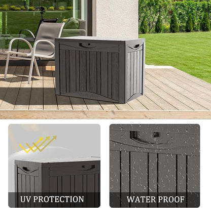 45 Gallon Double-Wall Resin Deck Box - Lockable Waterproof Outdoor Storage Box, 515bs Capacity & Doubles as Seating for Patio Furniture - Garden Tools, Pool Accessories (Brown)
