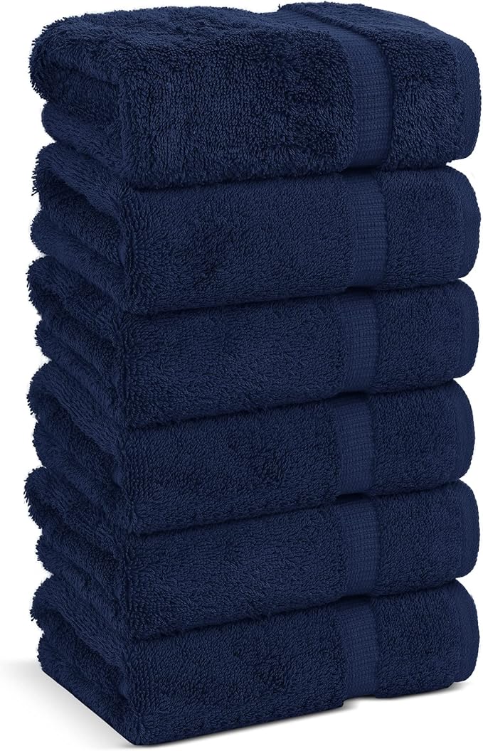 Chakir Turkish Linens | Hotel & Spa Quality 100% Cotton Premium Turkish Towels | Soft & Absorbent (6-Piece Hand Towels, Navy)