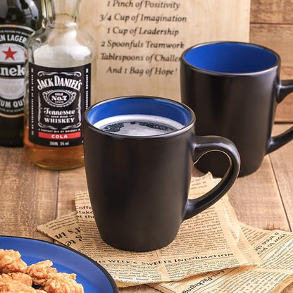 Stone Lain Stoneware Dish Set, 4 Mugs, Albie - Blue and Black