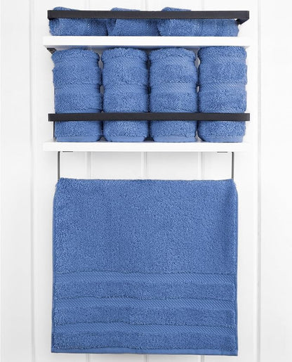 American Soft Linen Luxury Hand Towels for Bathroom, 600 GSM 100% Cotton Turkish 4 Piece Hand Towel Set, 600 GSM Hand Face Towels for Kitchen, Electric Blue Hand Towels