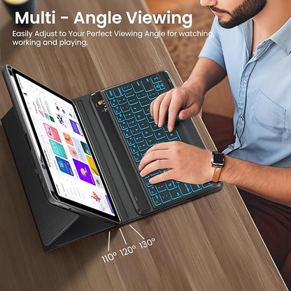 Keyboard Case for iPad Air 5th/4th Pro 11 inch, 7-Color Backlit Detachable