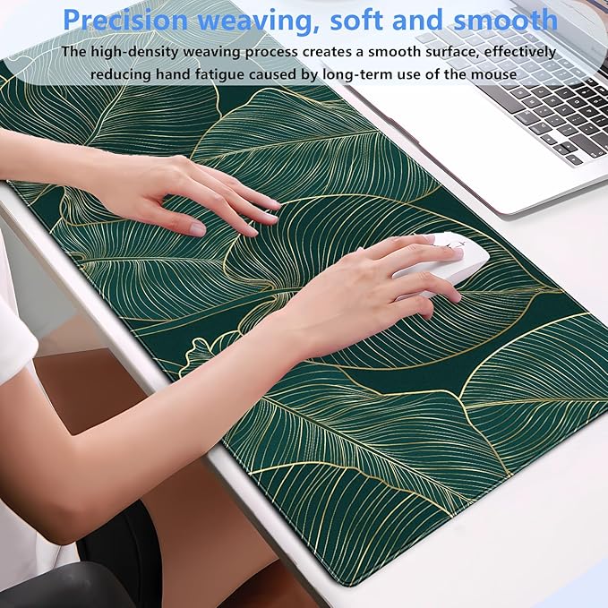 Green Desk Mat Monstera Palm Leaf Mouse Pad Large Gaming Mouse Pad XL Full Desk