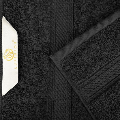 SUPERIOR Egyptian Cotton Pile 9 Piece Towel Set, Includes 3 Bath, 3 Hand, 3 Face Towels/Washcloths, Ultra Soft Luxury Towels, Thick Plush Essentials, Guest Bath, Spa, Hotel Bathroom, Black