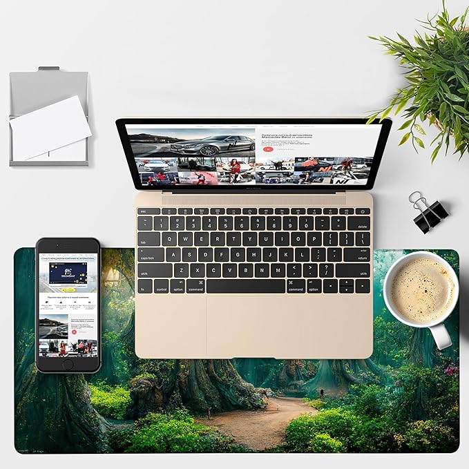 Gaming Desk Pad Large Extra Length Mysterious Forest Mouse Pad Keyboard Laptop