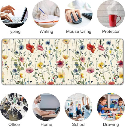 Wild Flowers Large Mouse Pad, Gaming Keyboard Desk Pad, Extended Mouse Mat