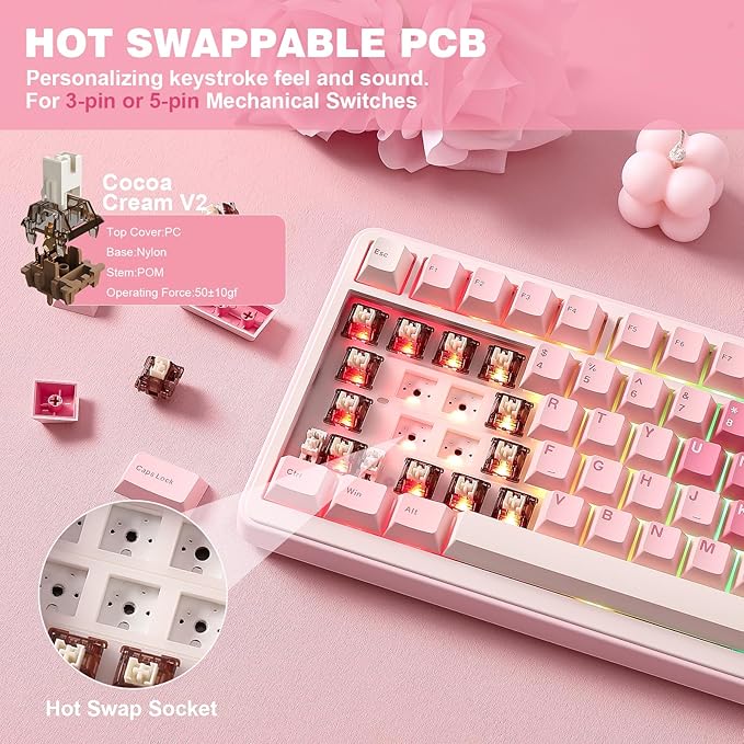 YUNZII B75 PRO Wireless Mechanical Keyboard, 75% Layout