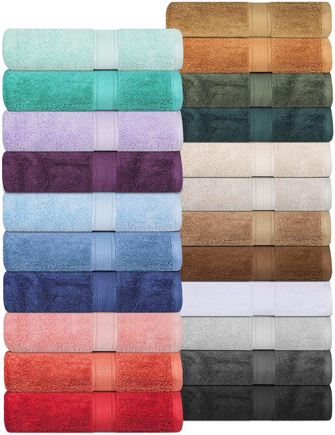 Superior Egyptian Cotton Pile 10 Piece Towel Set, Includes 2 Bath, 4 Hand, 4 Face Towels/Washcloths, Ultra Soft Luxury Towels, Thick Plush Essentials, Guest Bath, Spa, Hotel Bathroom, Silver
