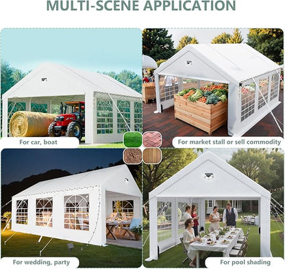Carports 10X30 Heavy Duty,Car Ports with 180G Removable Side Walls,Carport Canopy,Car Shelter All Weather,Portable Car Port Garage,White